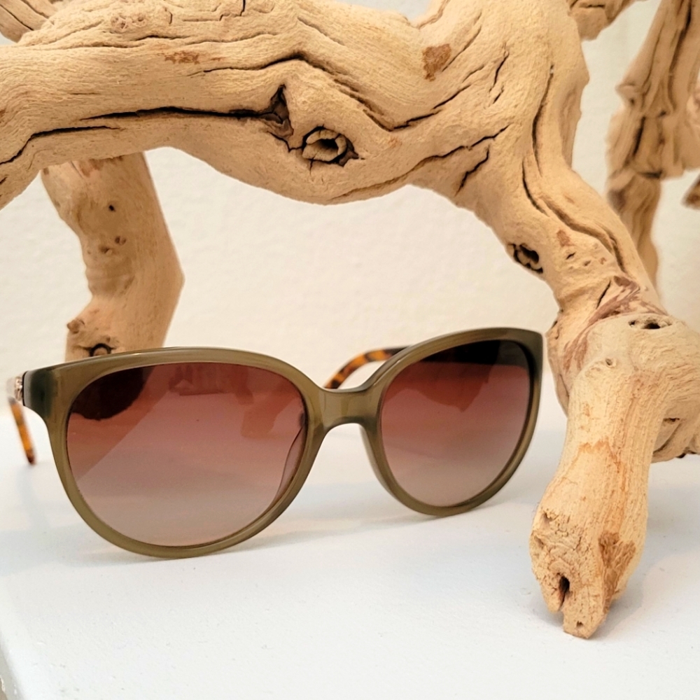Tory Burch Spotted Olive / Tortoise Frame Sunglasses with Gradient Lenses